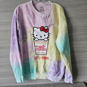 Nissin Cup Noodles Ramen X Hello Kitty Collab Tie-Dye Over Sweatshirt Unisex M/L